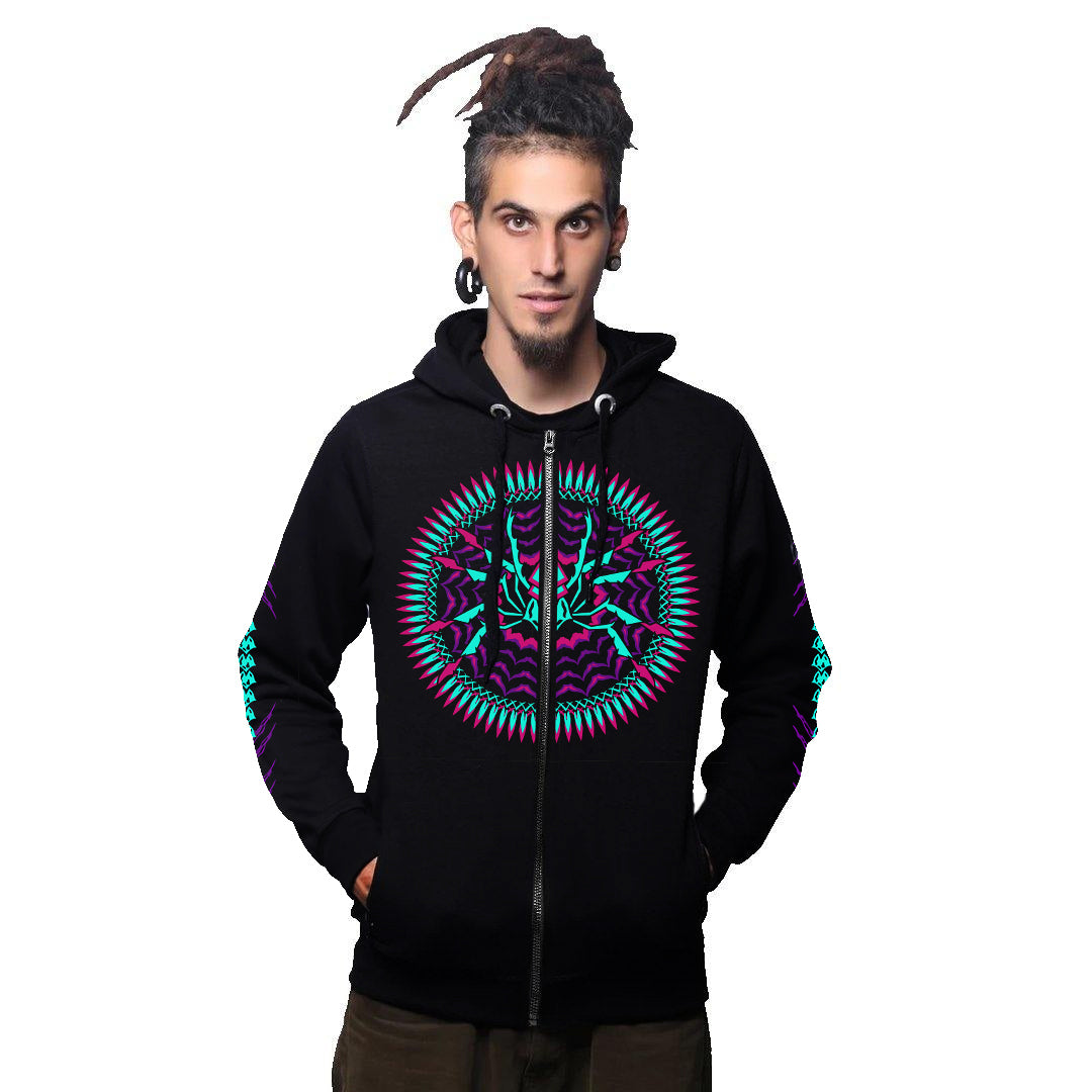 Arakan | Zip-Up Cotton Hoodie UV Light Reactive