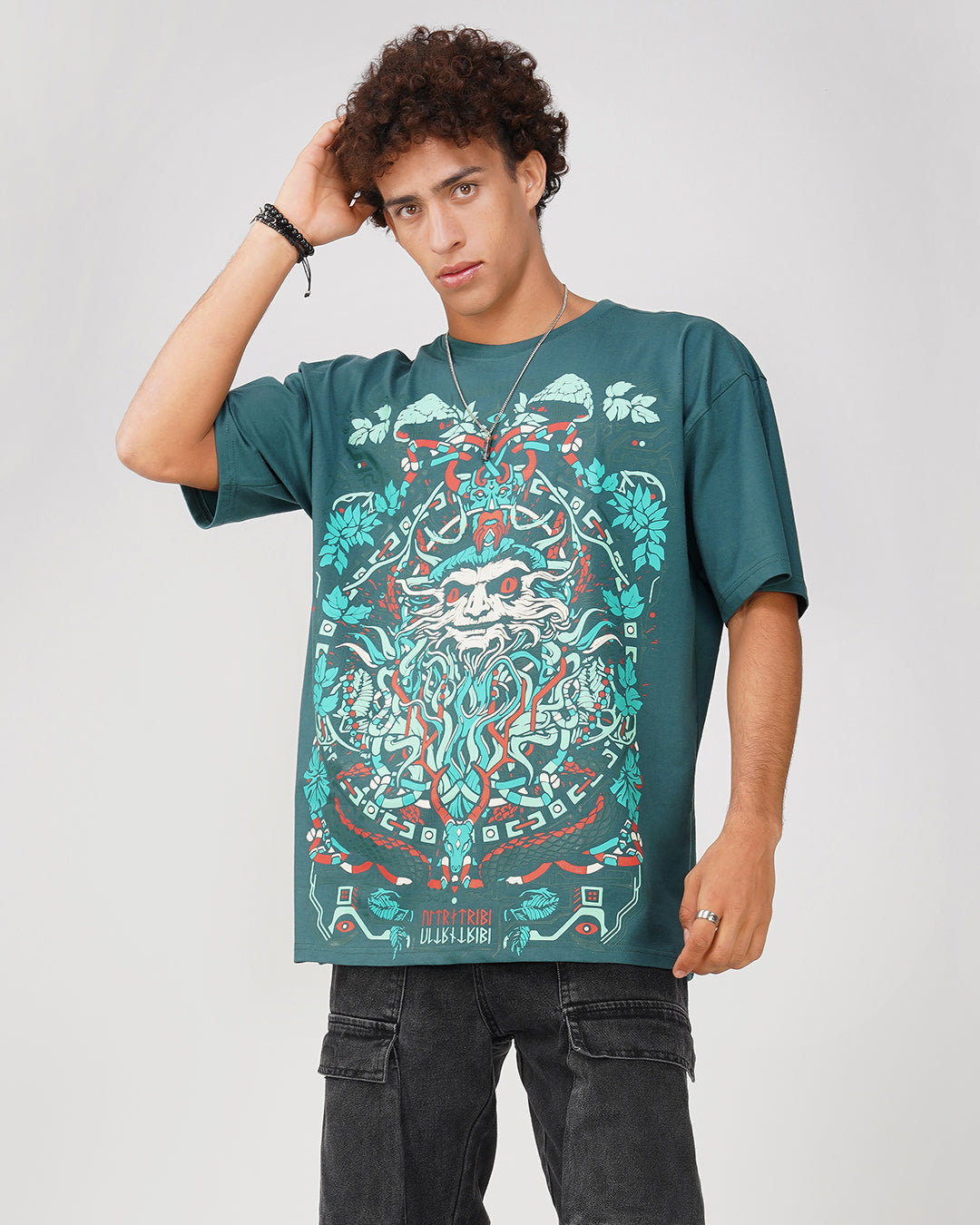 Janjeevi | UV Light Reactive | Oversized Persian Green T-Shirt