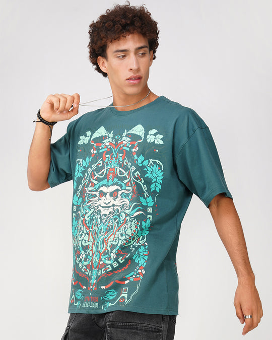 Janjeevi | UV Light Reactive | Oversized Persian Green T-Shirt