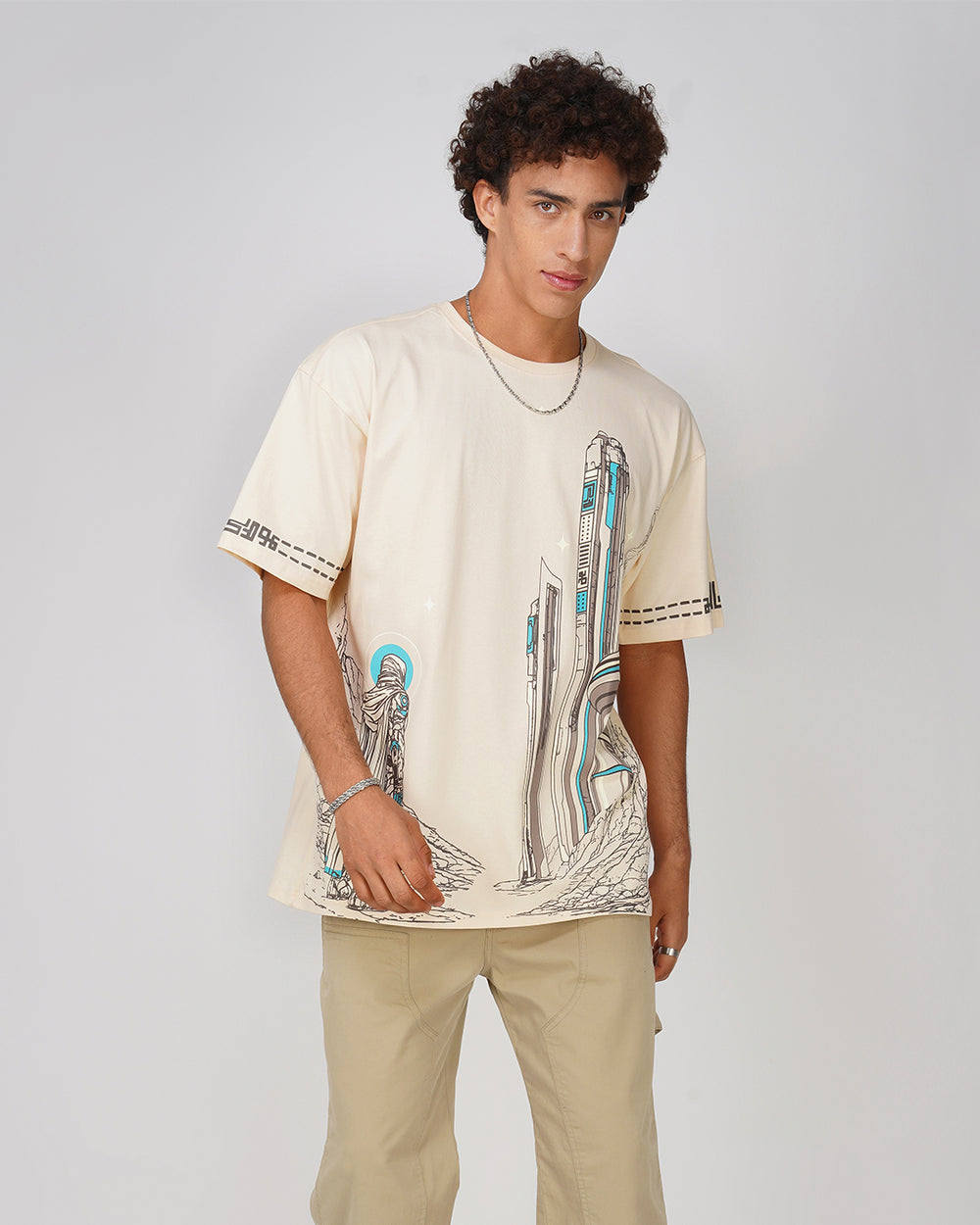 Bedouin | UV Light Reactive | Oversized Off-White Cotton T-Shirt