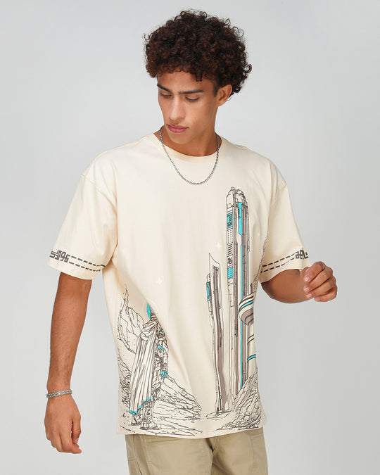 Bedouin | UV Light Reactive | Oversized Off-White Cotton T-Shirt