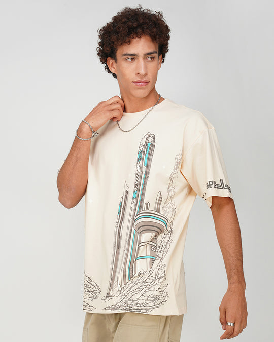 Bedouin | UV Light Reactive | Oversized Off-White Cotton T-Shirt