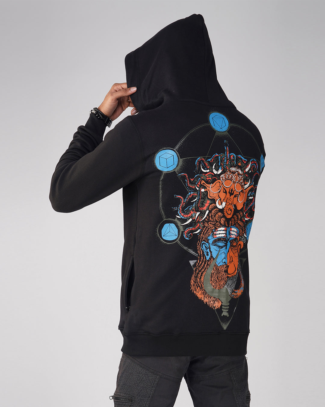 Shiva Chronicle zip up Cotton Hoodie UV Plus Reactive