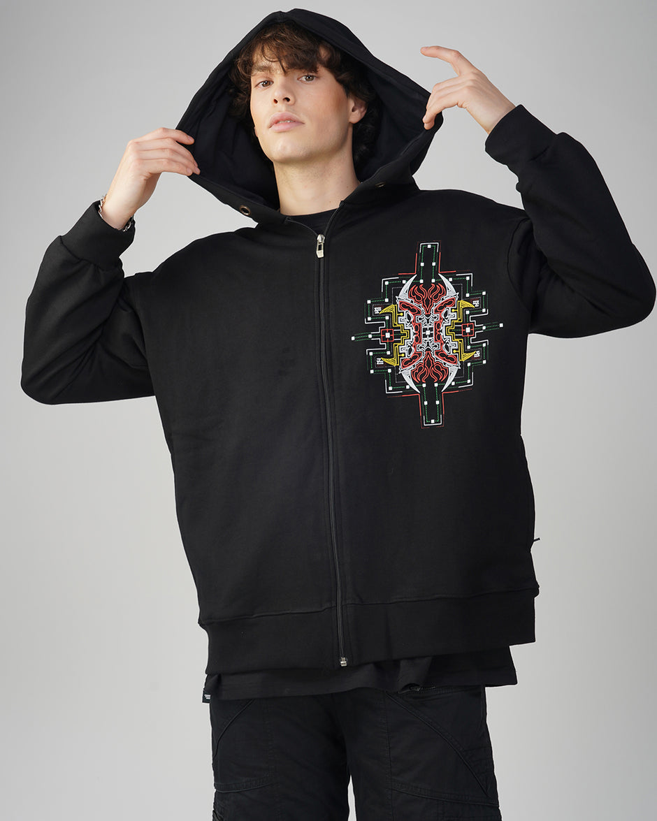 Ultra Tribe Oversize Rave Party Glow in the Dark Hoodie