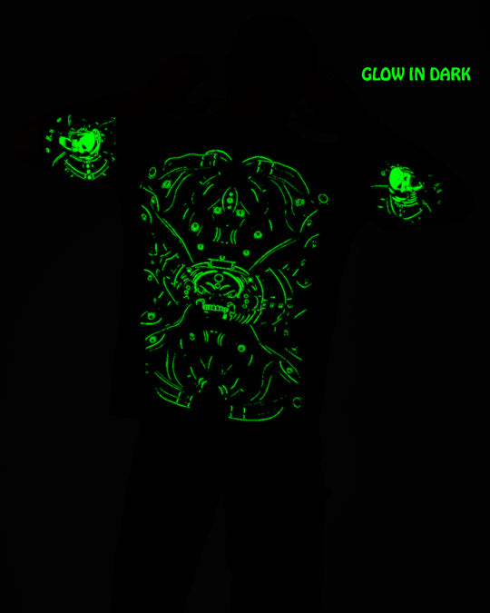 DJ Skull Trance | UV Light Reactive & Glow In Dark | Oversized T-Shirt