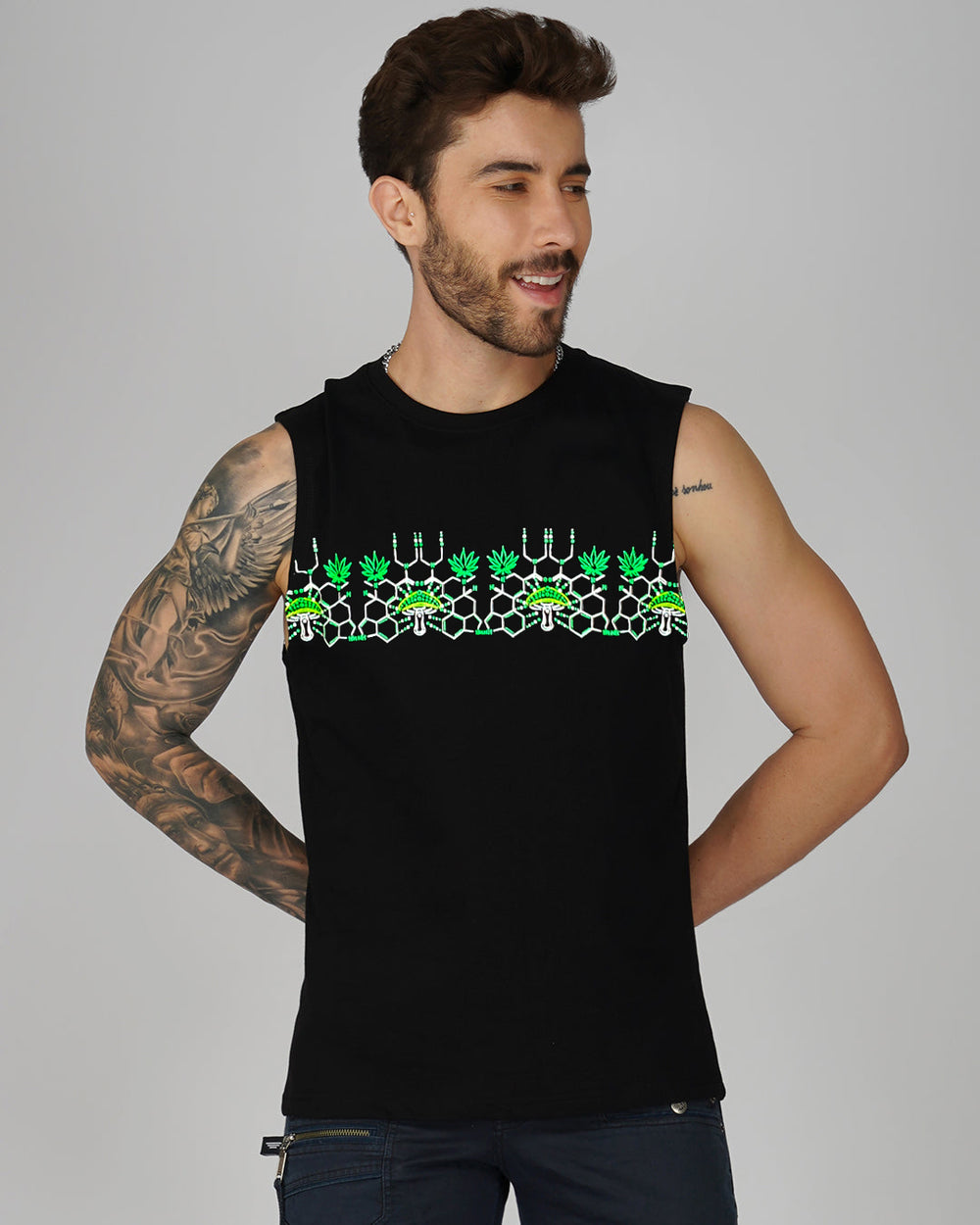 Cryptic Sintax UV Light Reactive Plus Glow in Dark Cotton Tank Tees