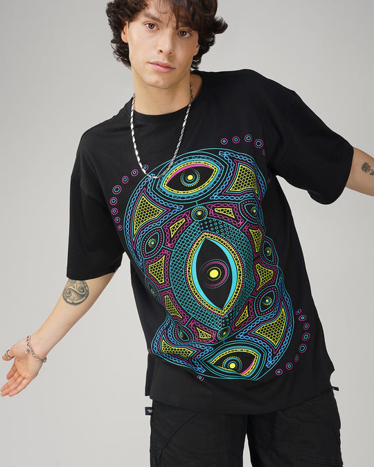 Geometric Circles | UV Light Reactive | Oversized T-Shirt