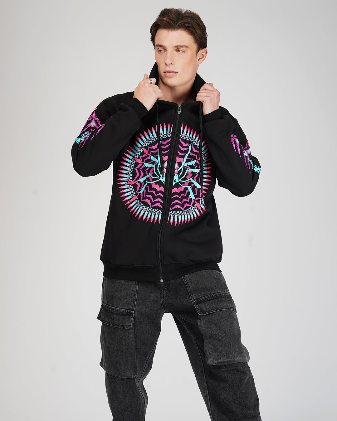 Arakan | Zip-Up Cotton Hoodie UV Light Reactive