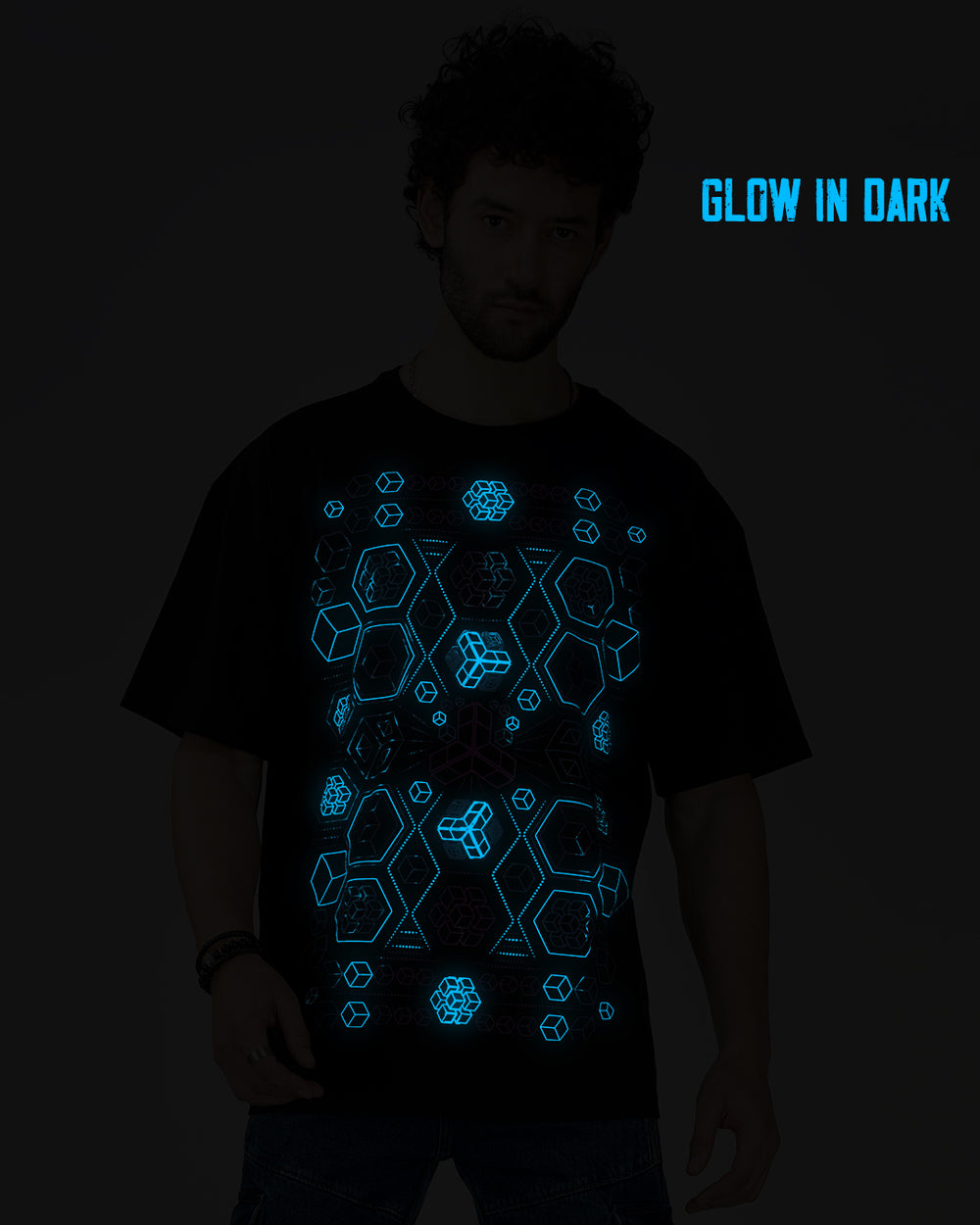 Hexagon 0.2 | UV Light Reactive & Glow In Dark | Oversized T-Shirt