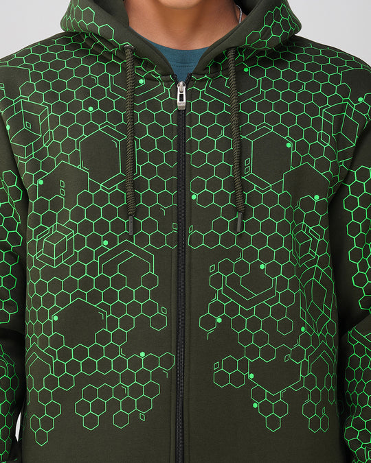 Geometric Hexagon | Pullover Cotton Hoodie UV Light Reactive