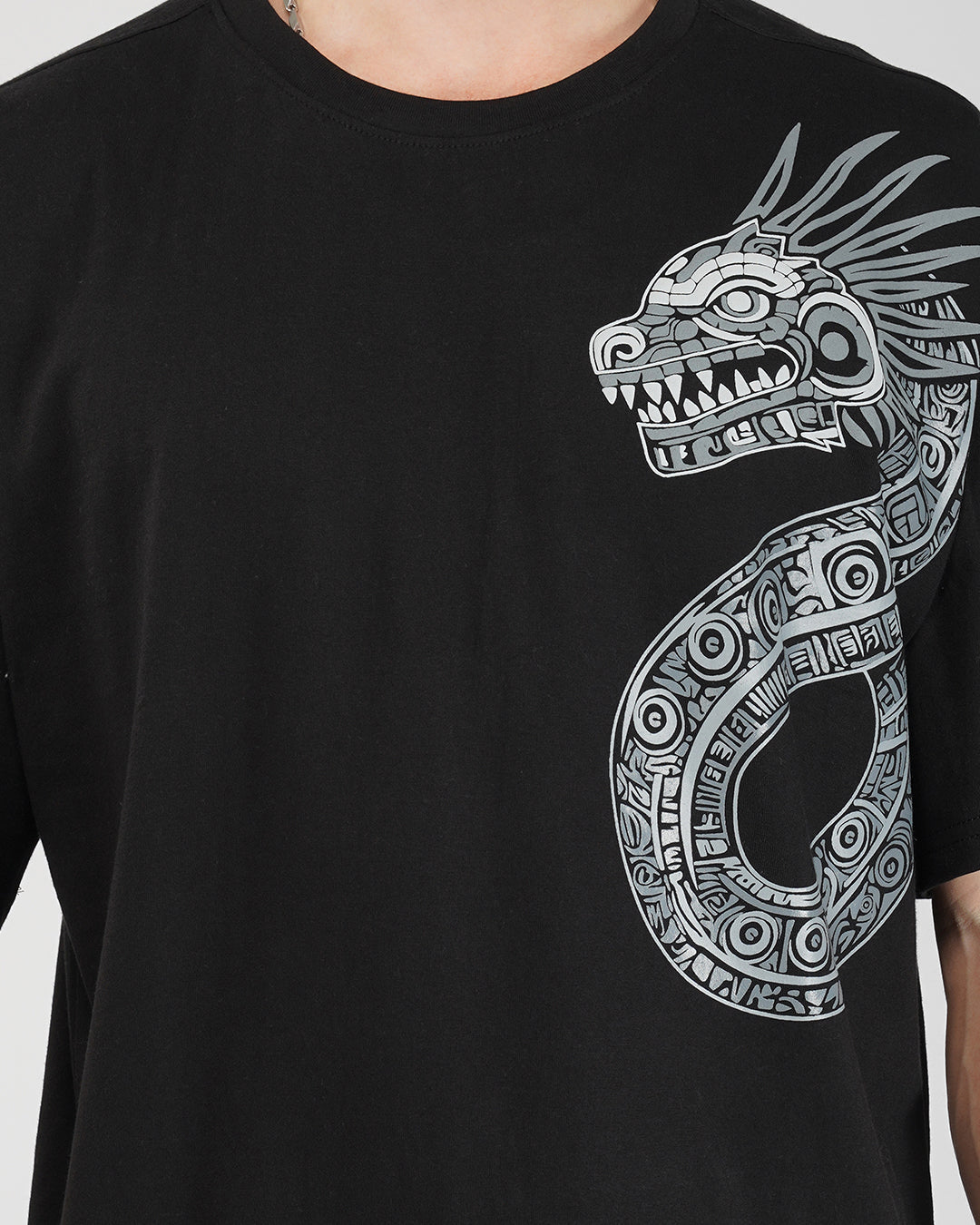 Aztec Dragon | Puff Printed | Oversized Cotton T-Shirt