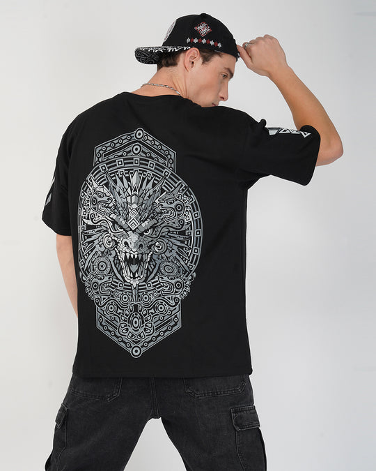 Aztec Dragon | Puff Printed | Oversized Cotton T-Shirt