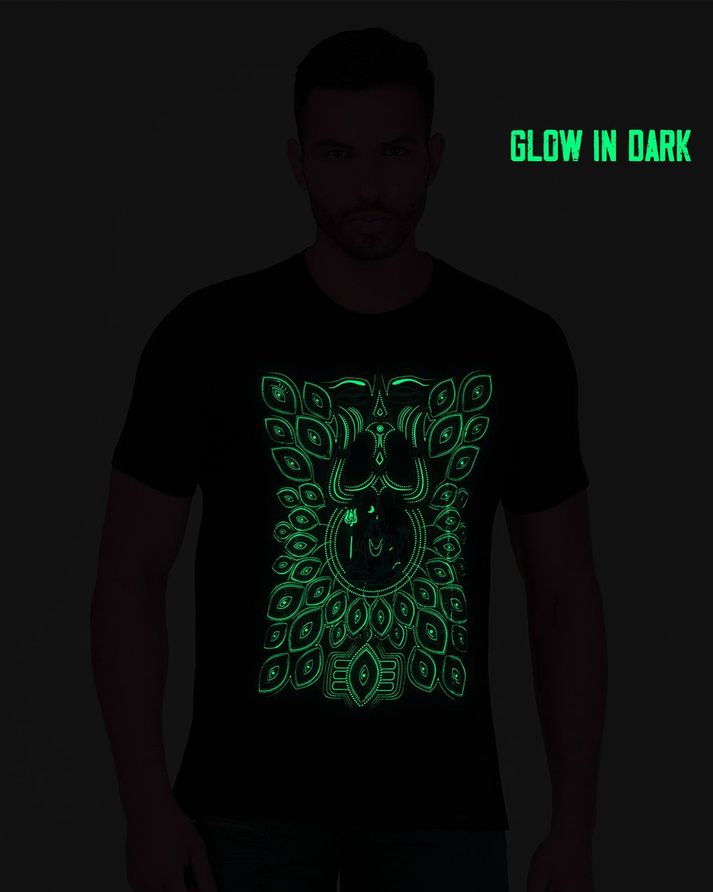 T-shirt Shiva Trishul réactif aux UV et phosphorescent