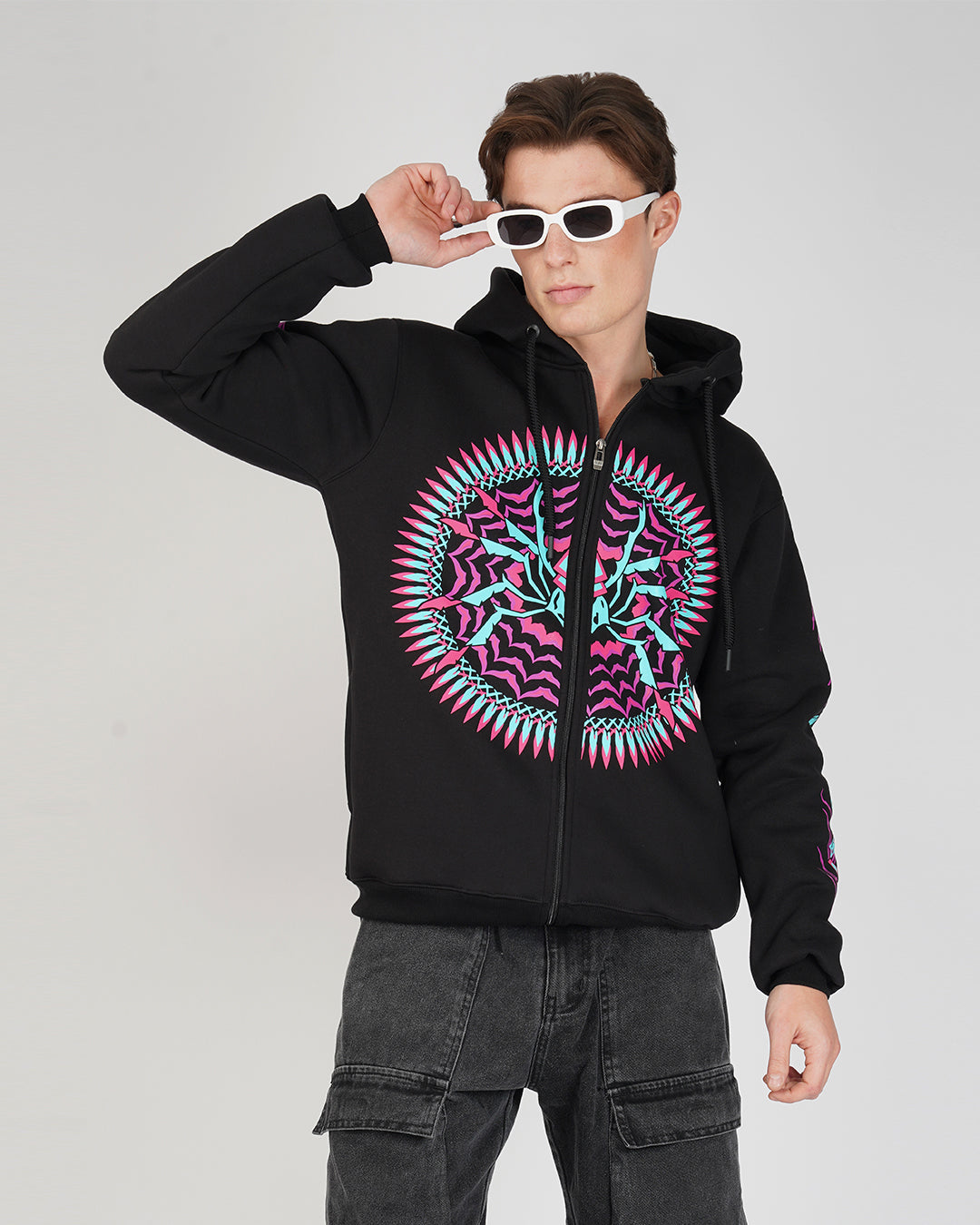 Arakan | Zip-Up Cotton Hoodie UV Light Reactive