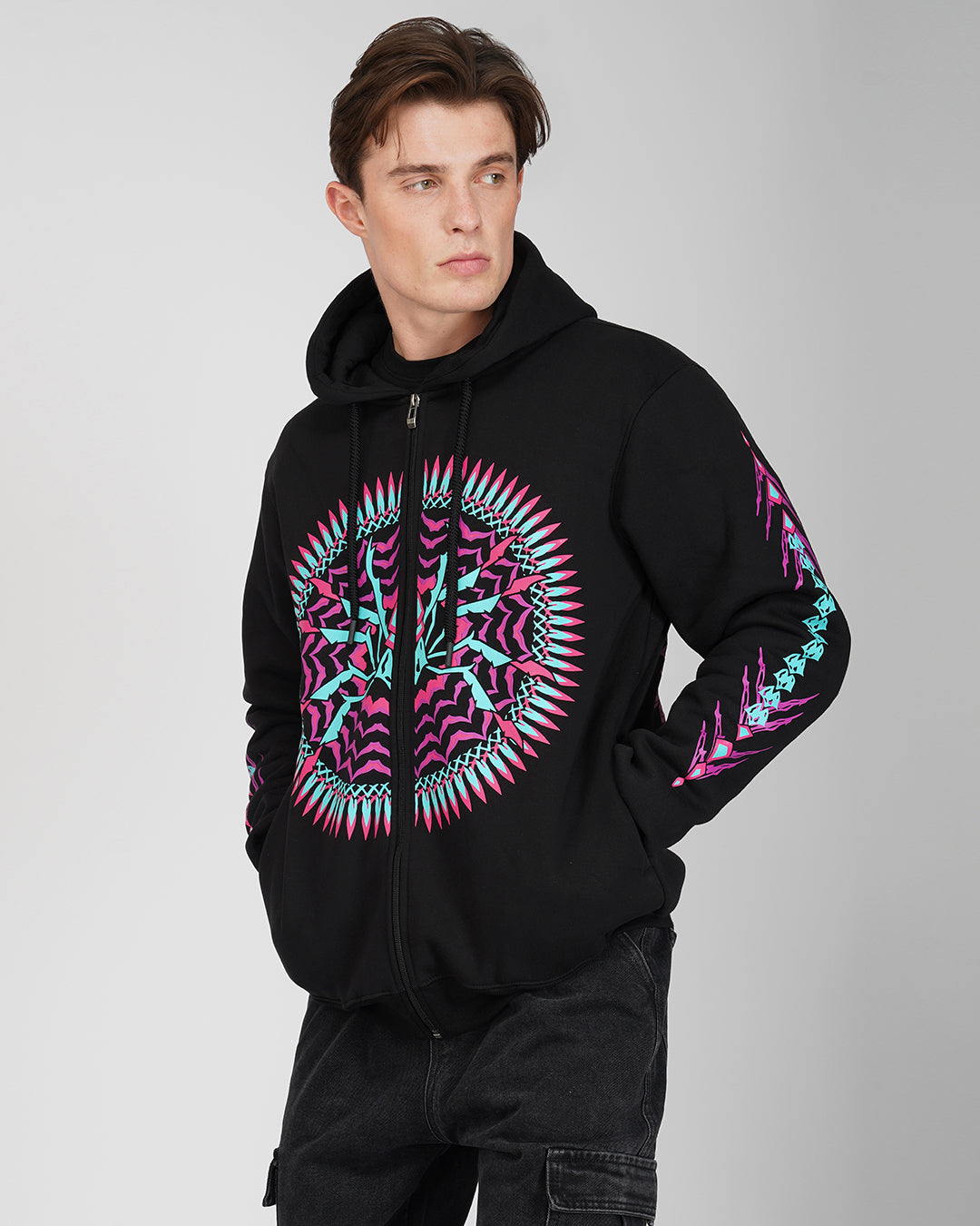 Arakan | Zip-Up Cotton Hoodie UV Light Reactive