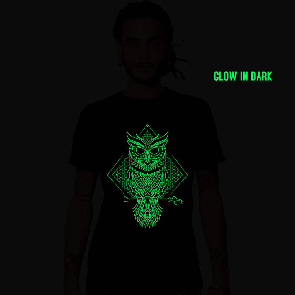 Owl Cotton Half Sleeve UV Plus Glow In Dark